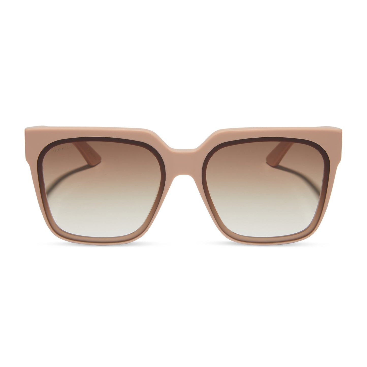 icoinca x diff eyewear thea oversized square sunglasses with a nude acetate frame and brown gradient lenses front view