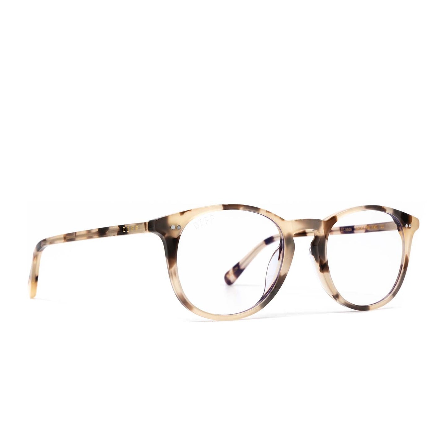 diff eyewear jaxson cream tortoise blue light technology angled view