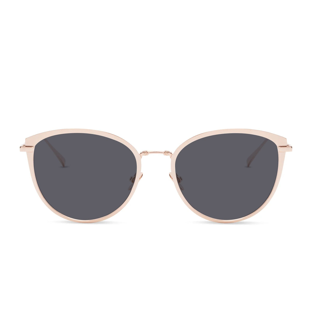 diff eyewear star wars princess leia cat eye prescription sunglasses with a alderaan gold metal frame and grey prescription lenses front view