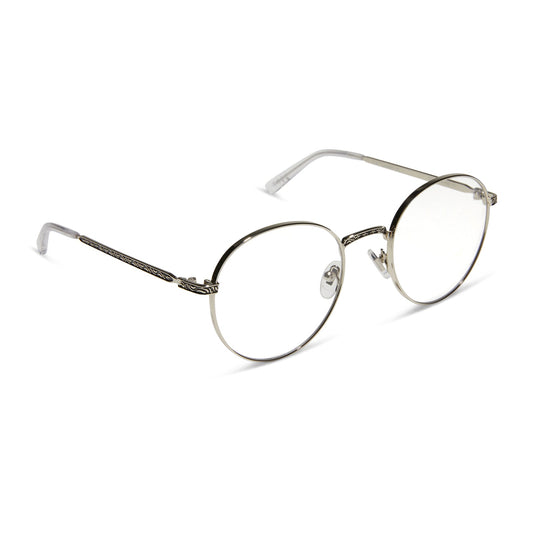 star wars x diff eyewear mace winduâ„¢ï¸ prescription glasses with space oxidized steel metal frame angled view