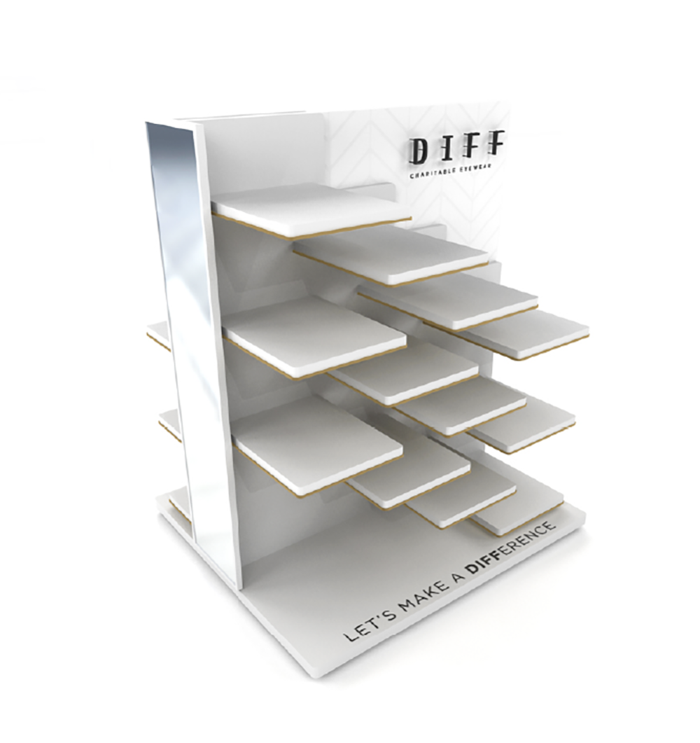 diff eyewear counter top display tower 24 detailed view