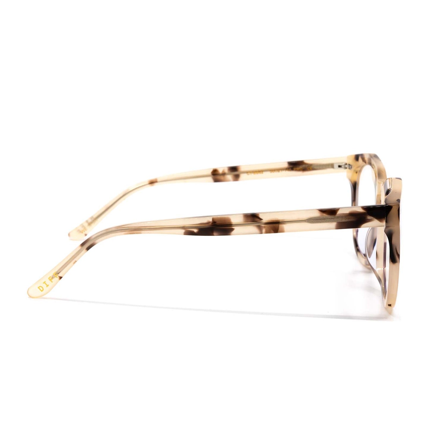 diff eyewear weston round glasses with a cream tortoise acetate frame and blue light technology lenses side view