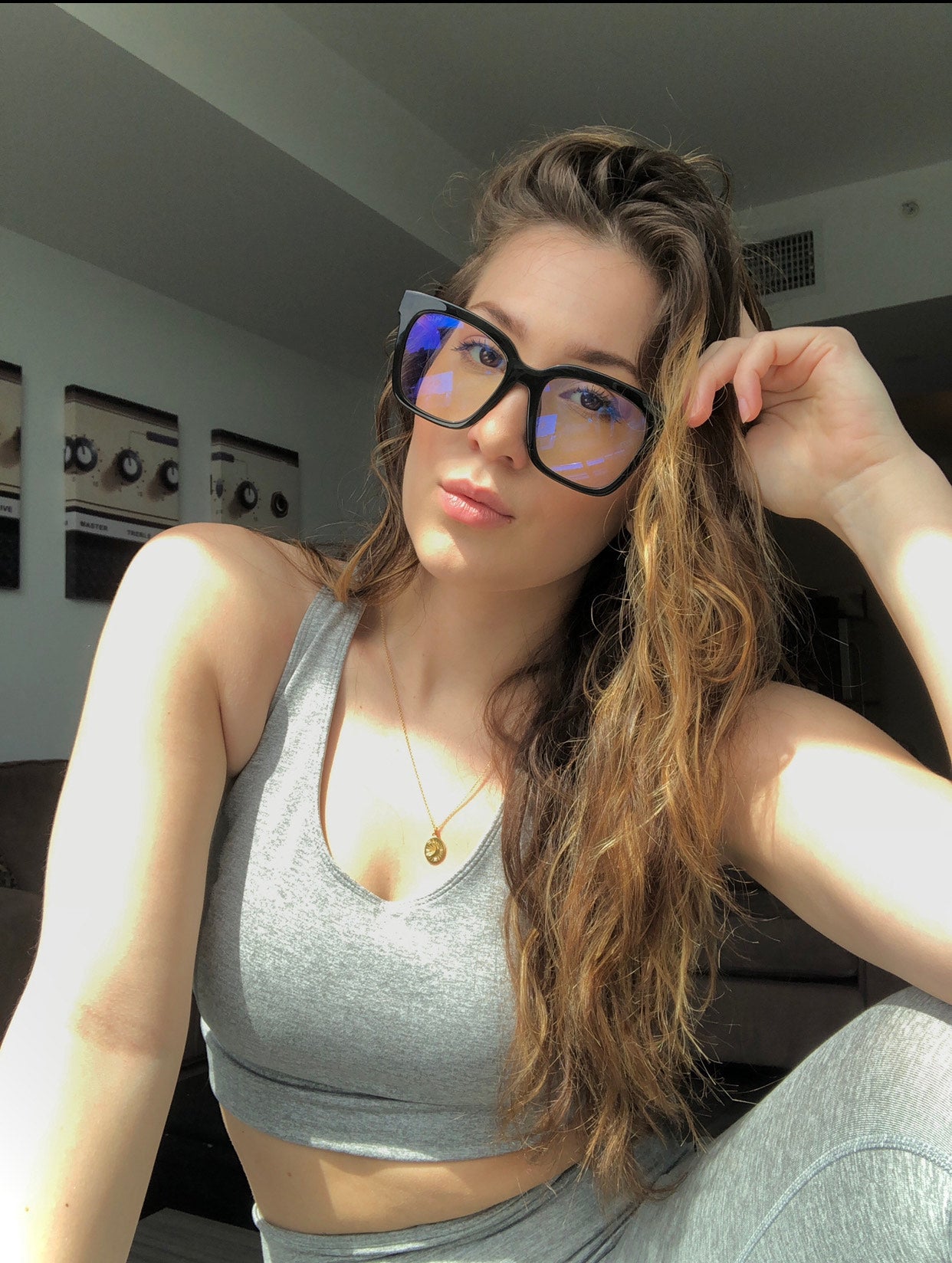 Customer Content - Tori wearing the bella black blue light glasses