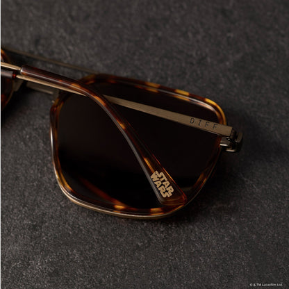 still life - star wars x diff eyewear the colonel ward navigator sunglasses with a bronze metal frame and brown flash lenses detailed view