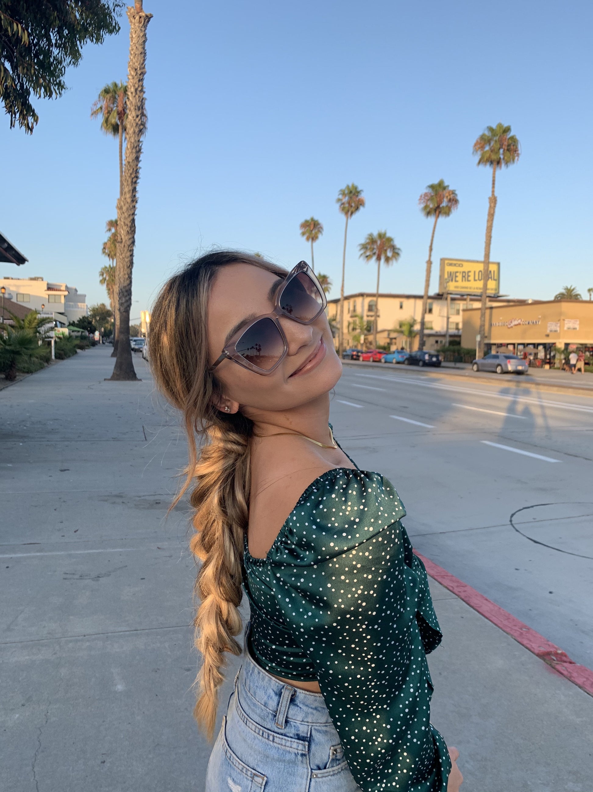 Customer Content - amberly wearing the becky iv in vintage crystal and brown gradient