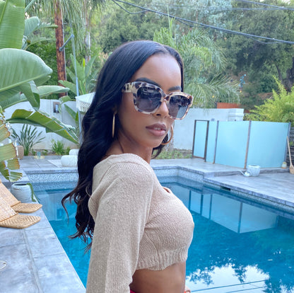 Customer Content - Sharlene wearing the bella ii cream tortoise and grey gradient 