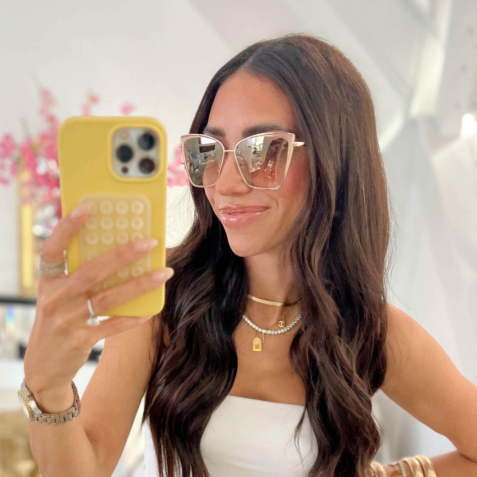 Customer Content - kate.huggs wearing the becky gold and flash brown gradient