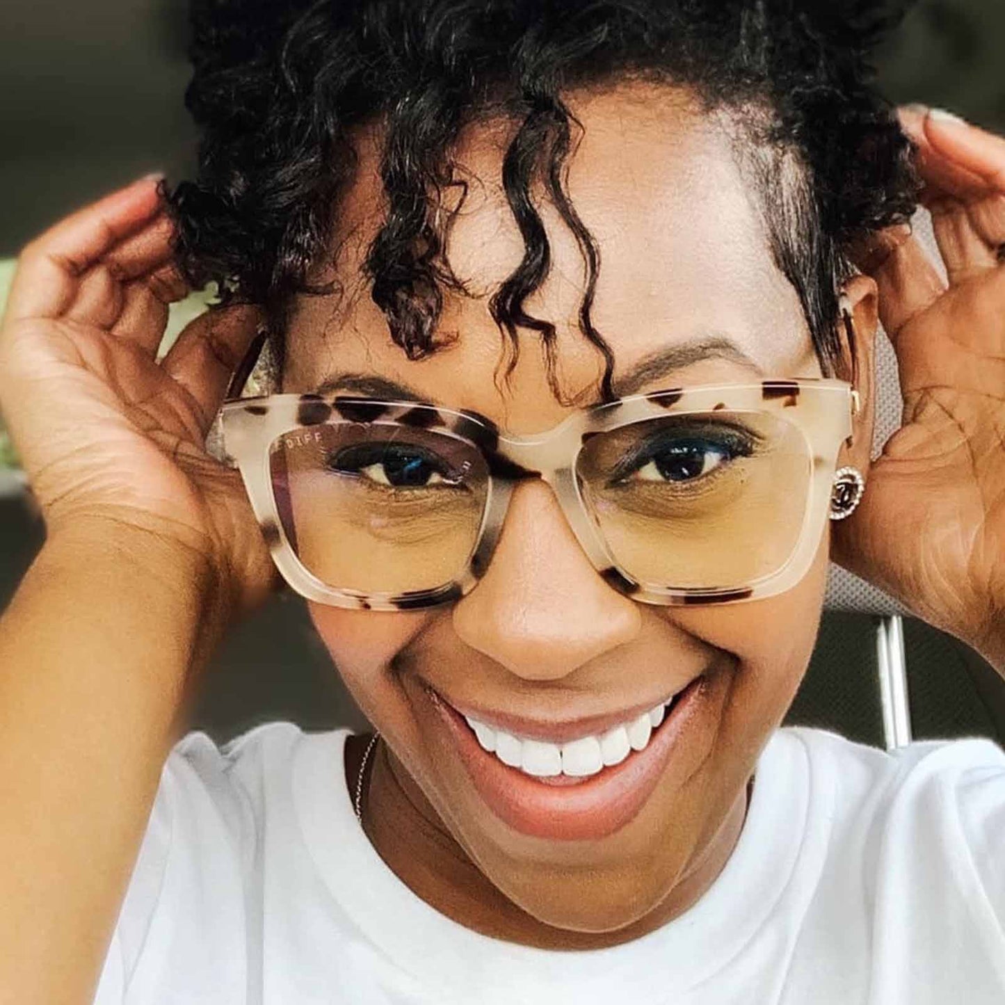 customer content - drmaciep wearing Bella Cream Tortoise with Blue light lense glasses