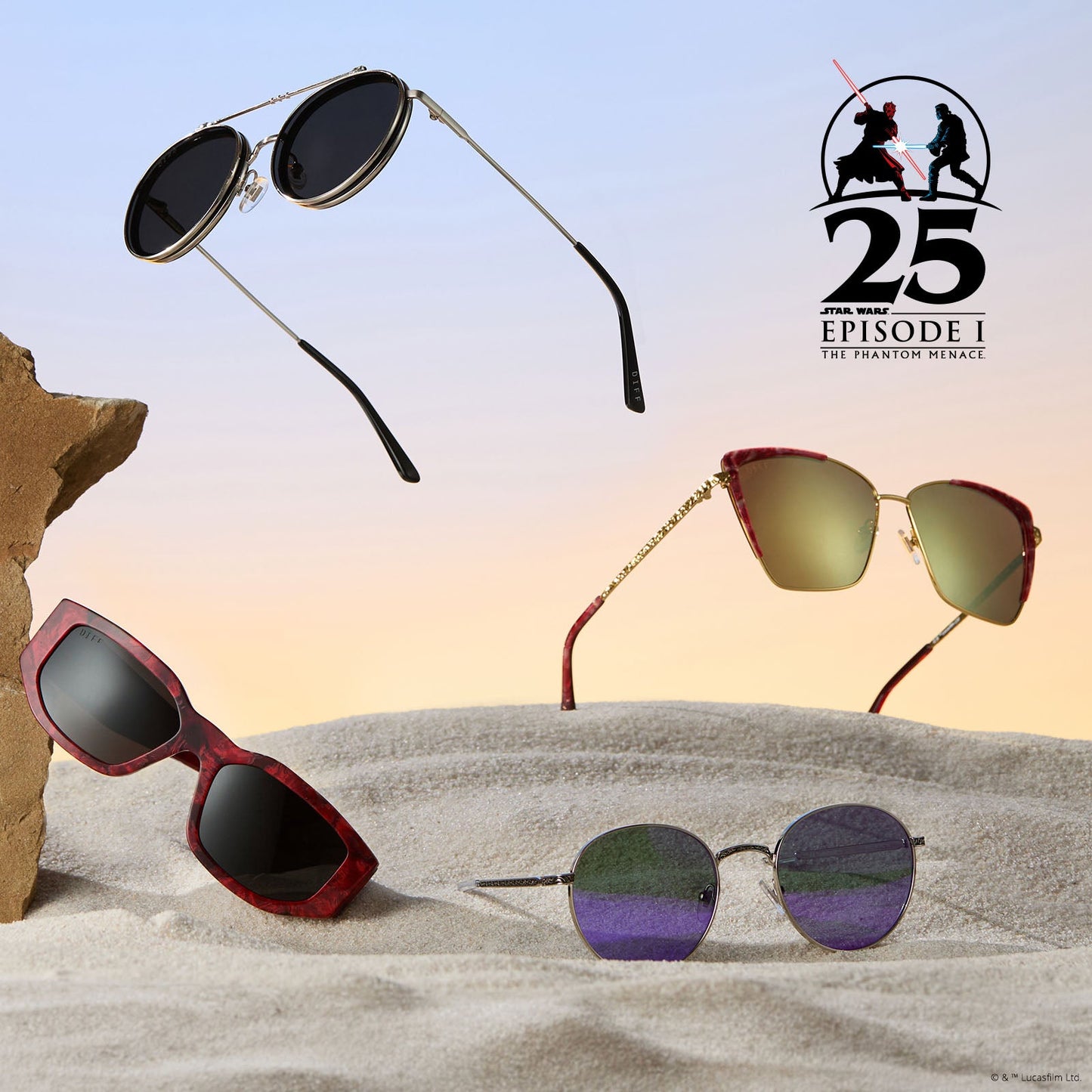 star wars x diff eyewear phantom menace 25 year anniversary 5 sunglass styles  