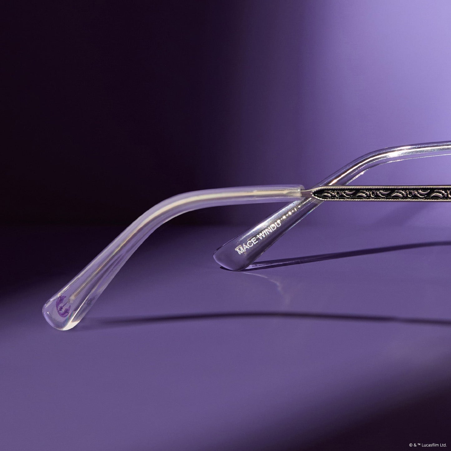 lifestyle - star wars x diff eyewear mace windu rx prescription glasses with detailed view of temple tips
