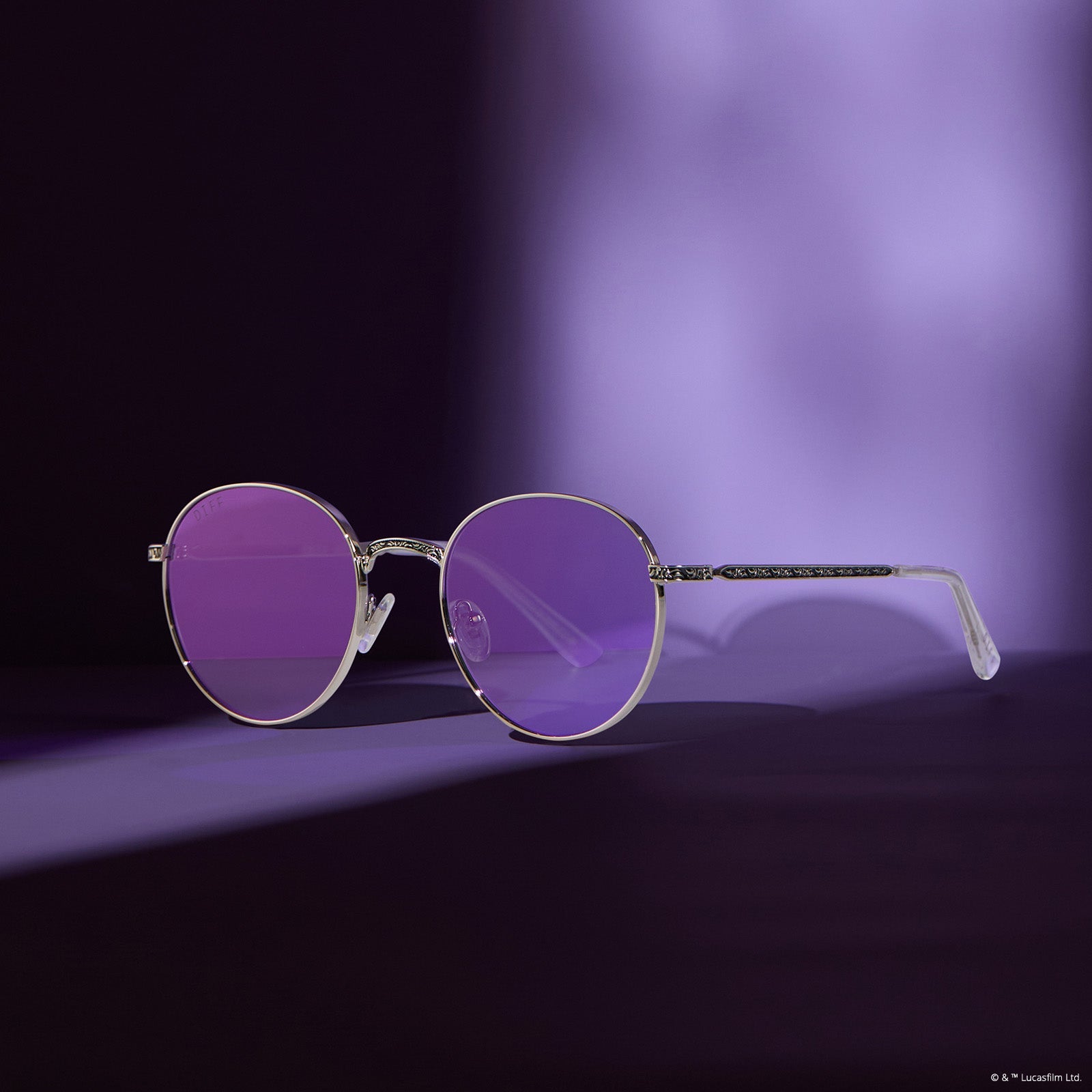 lifestyle - star wars x diff eyewear mace windu glasses with space oxidized steel frame