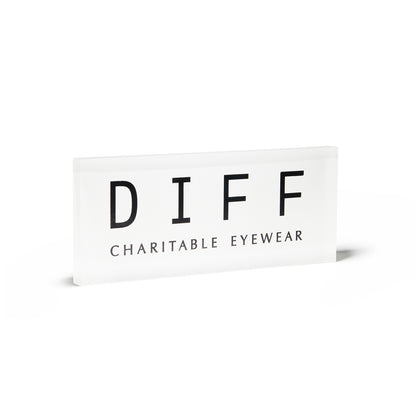 diff eyewear acrylic block sign angled view