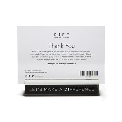 diff eyewear mission card holder with thank you card 