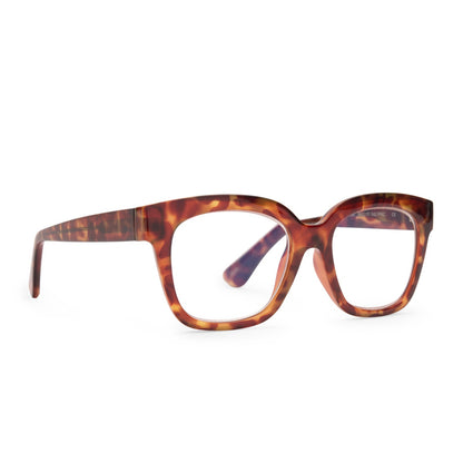 AVA - AMBER TORTOISE + BLUE LIGHT READERS angle