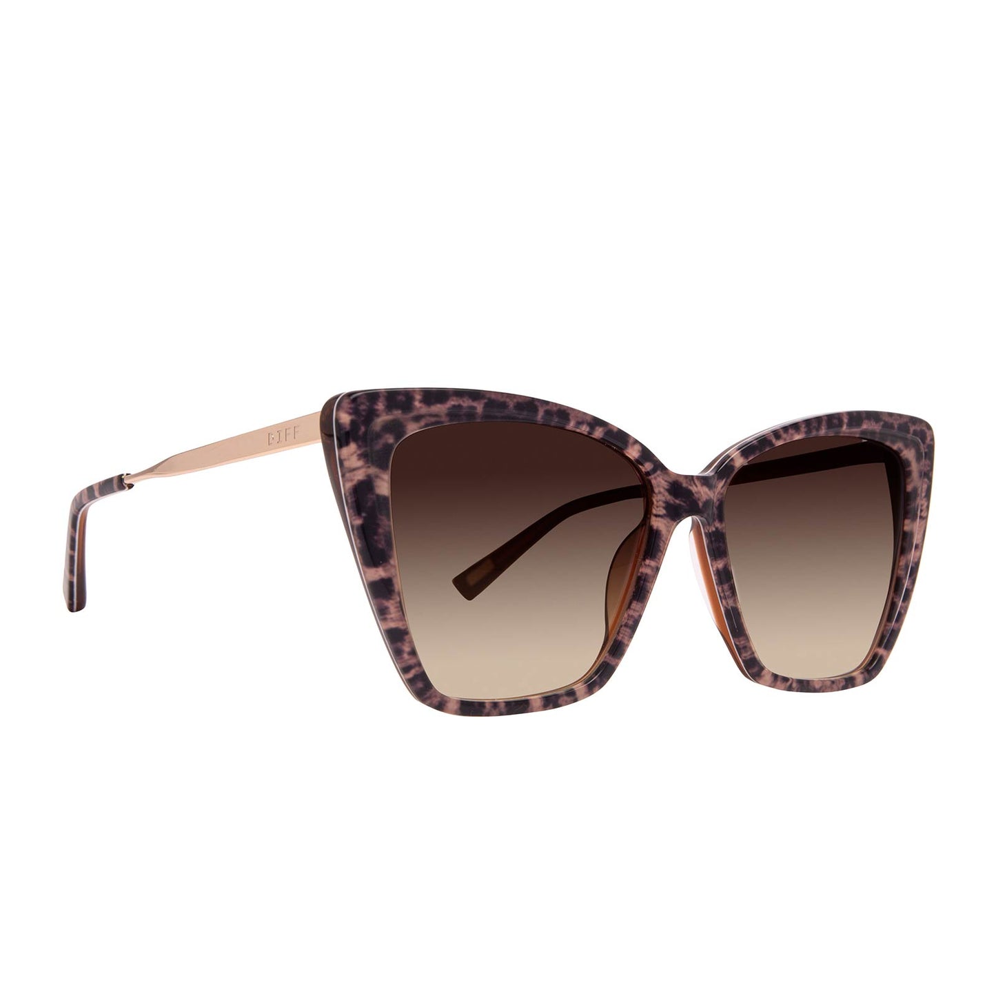 Becky ii Leopard Tortoise & Brown Gradient Oversized Cat Eye Sunglasses angle