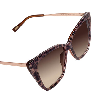 Becky ii Leopard Tortoise & Brown Gradient Oversized Cat Eye Sunglasses top side angle