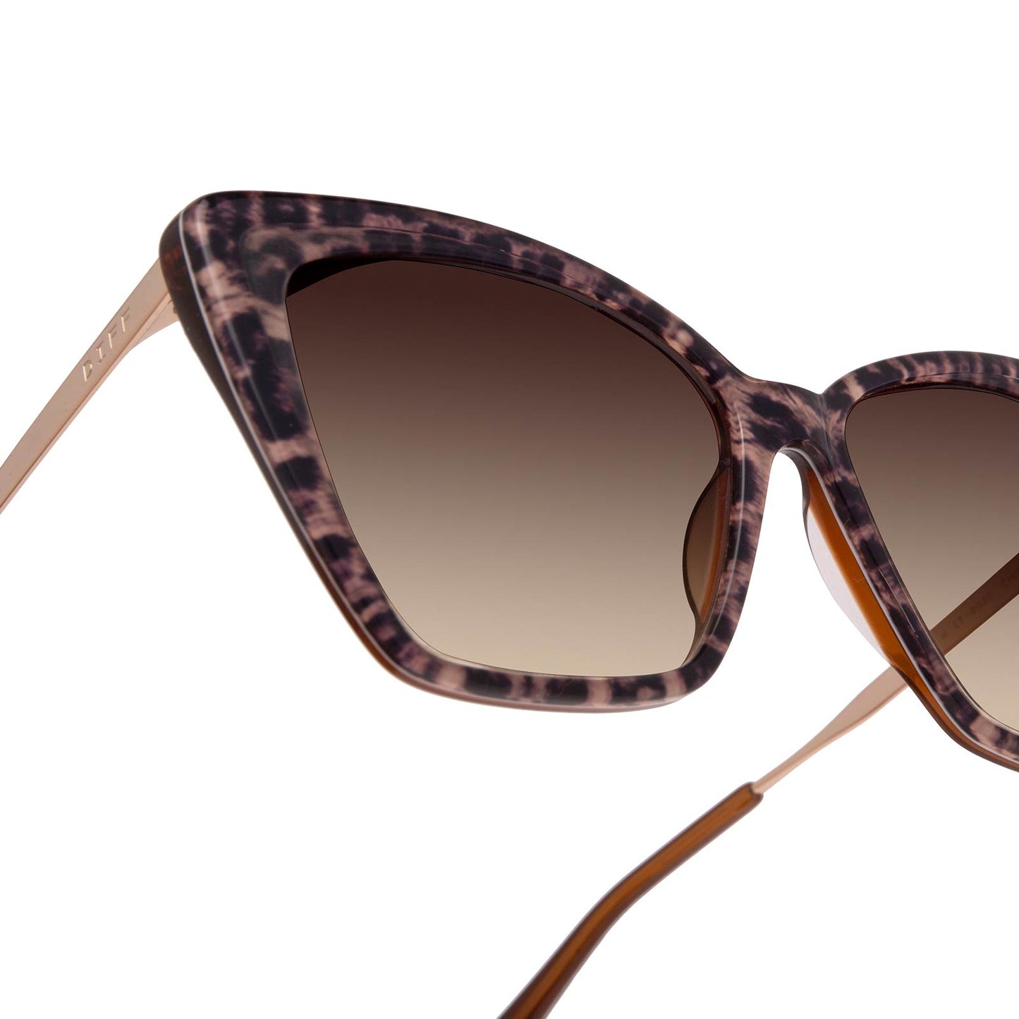 Becky ii Leopard Tortoise & Brown Gradient Oversized Cat Eye Sunglasses bottom side angle