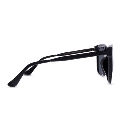 diff eyewear bella black frame grey polarized lenses sunglasses side view