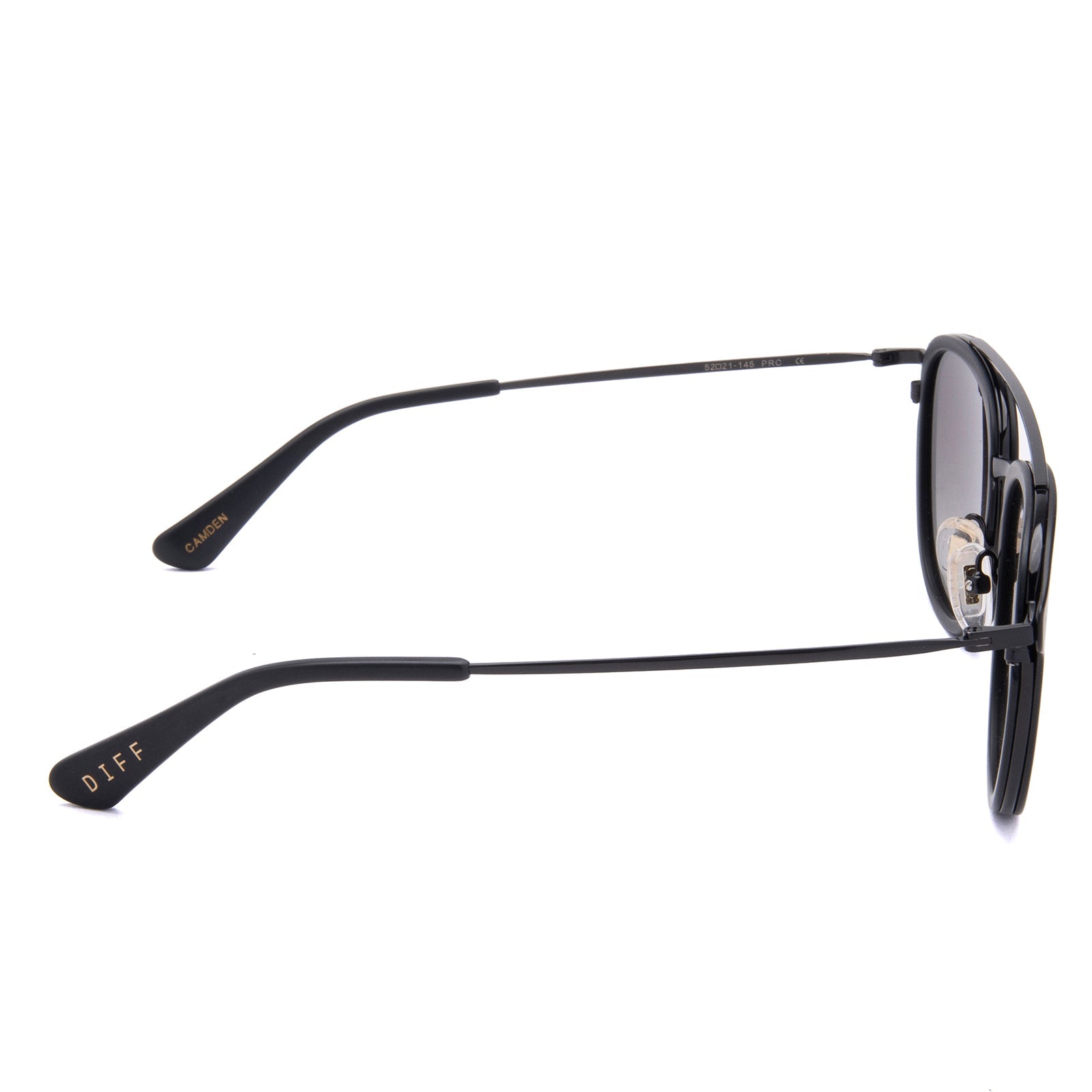 diff eyewear camden matte black grey gradient polarized sunglasses side view