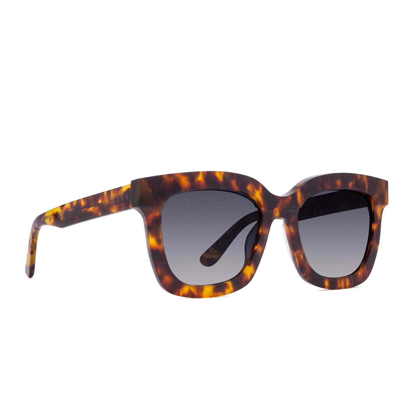 diff eyewear carson amber tortoise frame with  blue steel gradient polarized lens sunglasses angled view