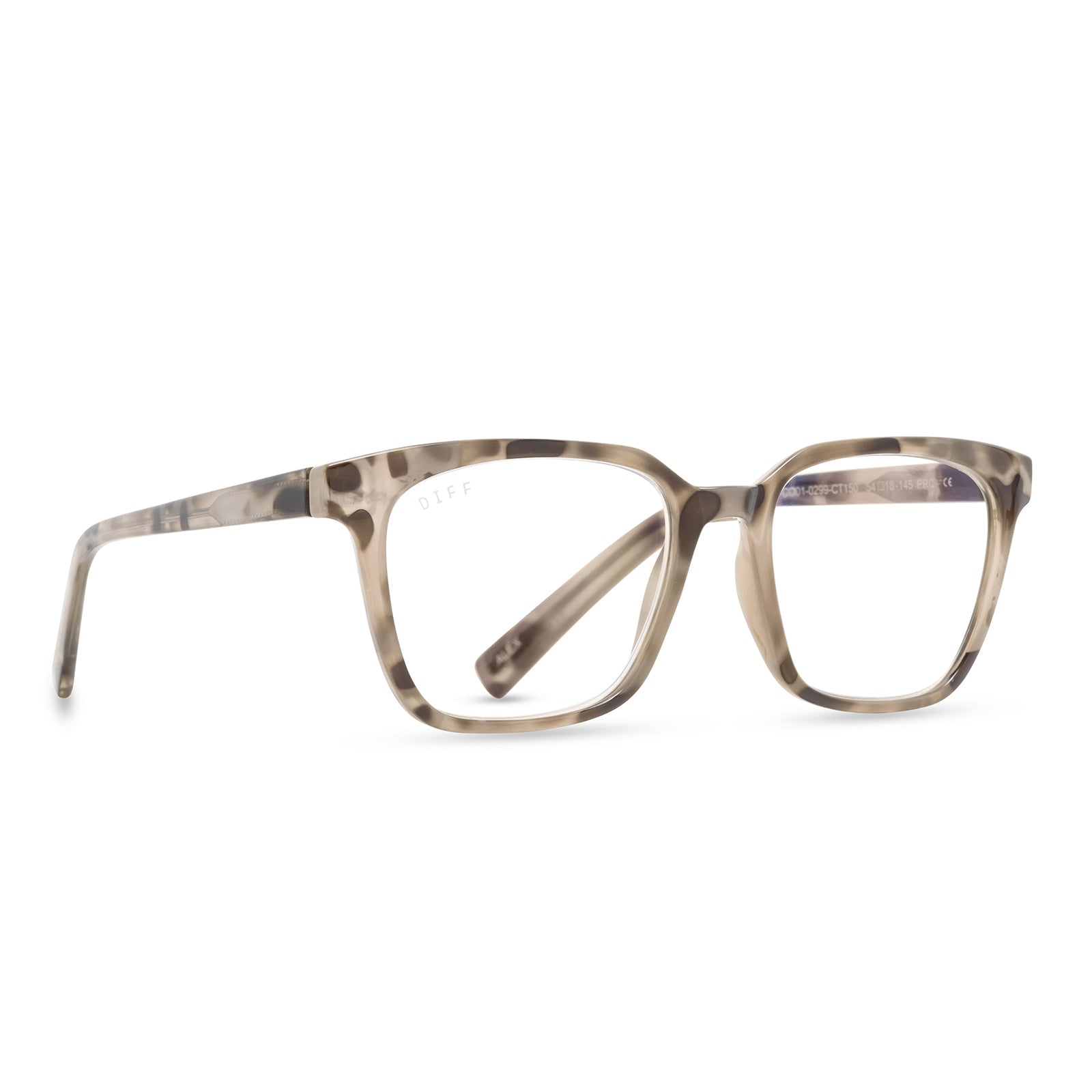 ALEX - CREAM TORTOISE + BLUE LIGHT READERS angle