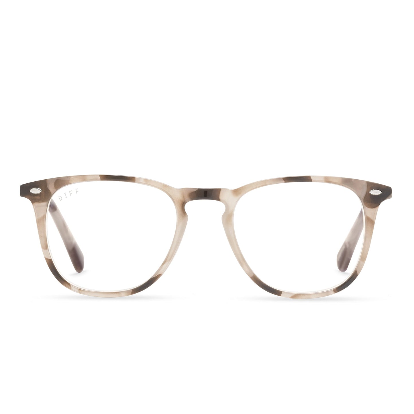 GRIFFIN - CREAM TORTOISE + BLUE LIGHT READERS front