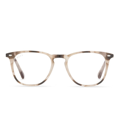 GRIFFIN - CREAM TORTOISE + BLUE LIGHT READERS front