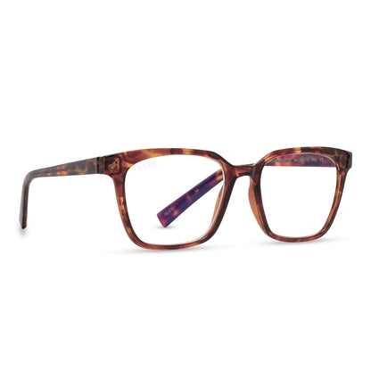 ALEX - AMBER TORTOISE + BLUE LIGHT READERS angle