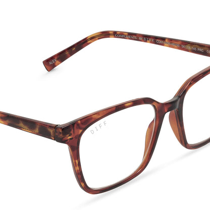 ALEX - AMBER TORTOISE + BLUE LIGHT READERS detail