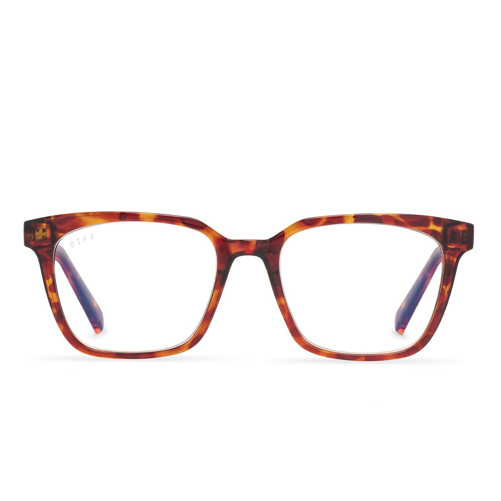ALEX - AMBER TORTOISE + BLUE LIGHT READERS front
