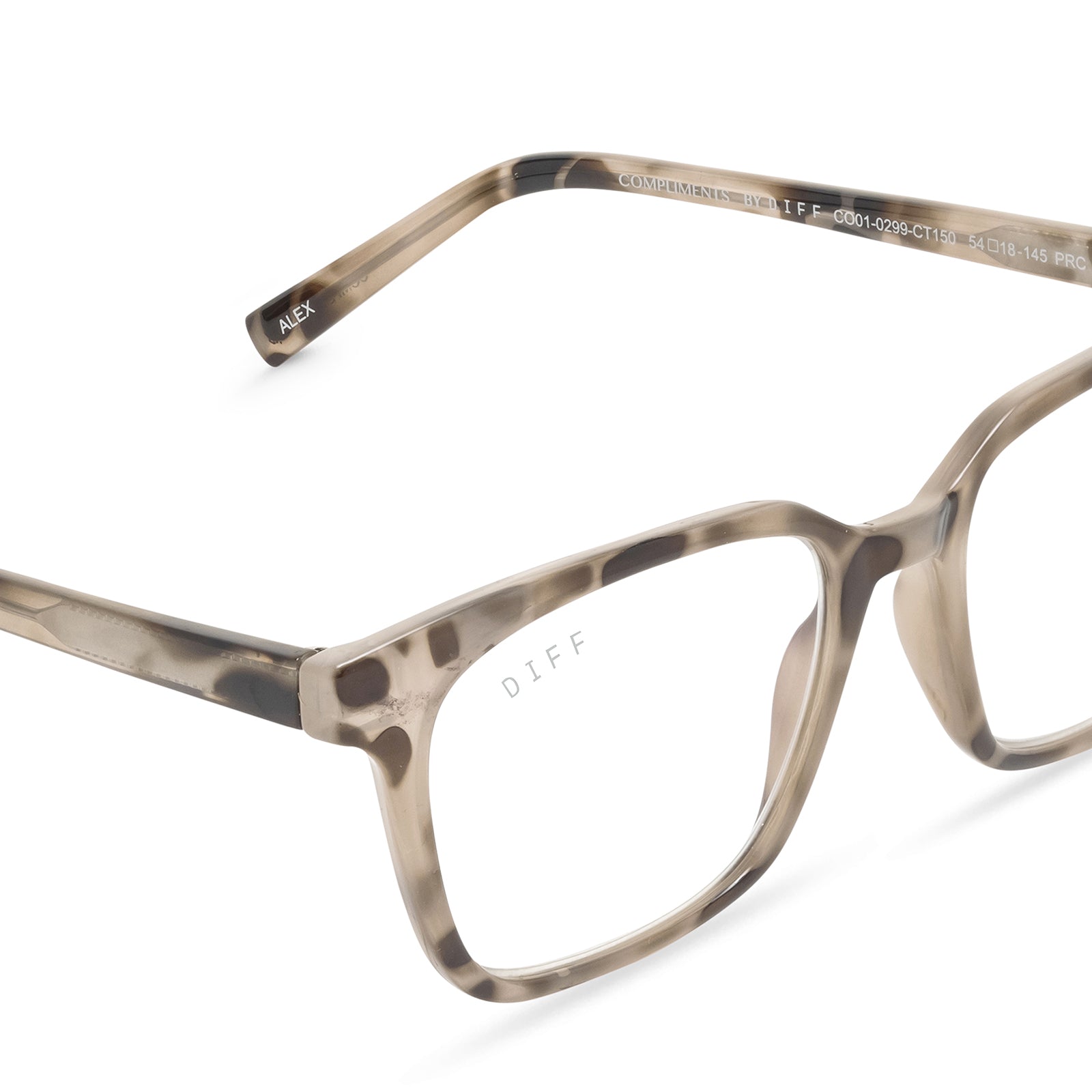 ALEX - CREAM TORTOISE + BLUE LIGHT READERS detail
