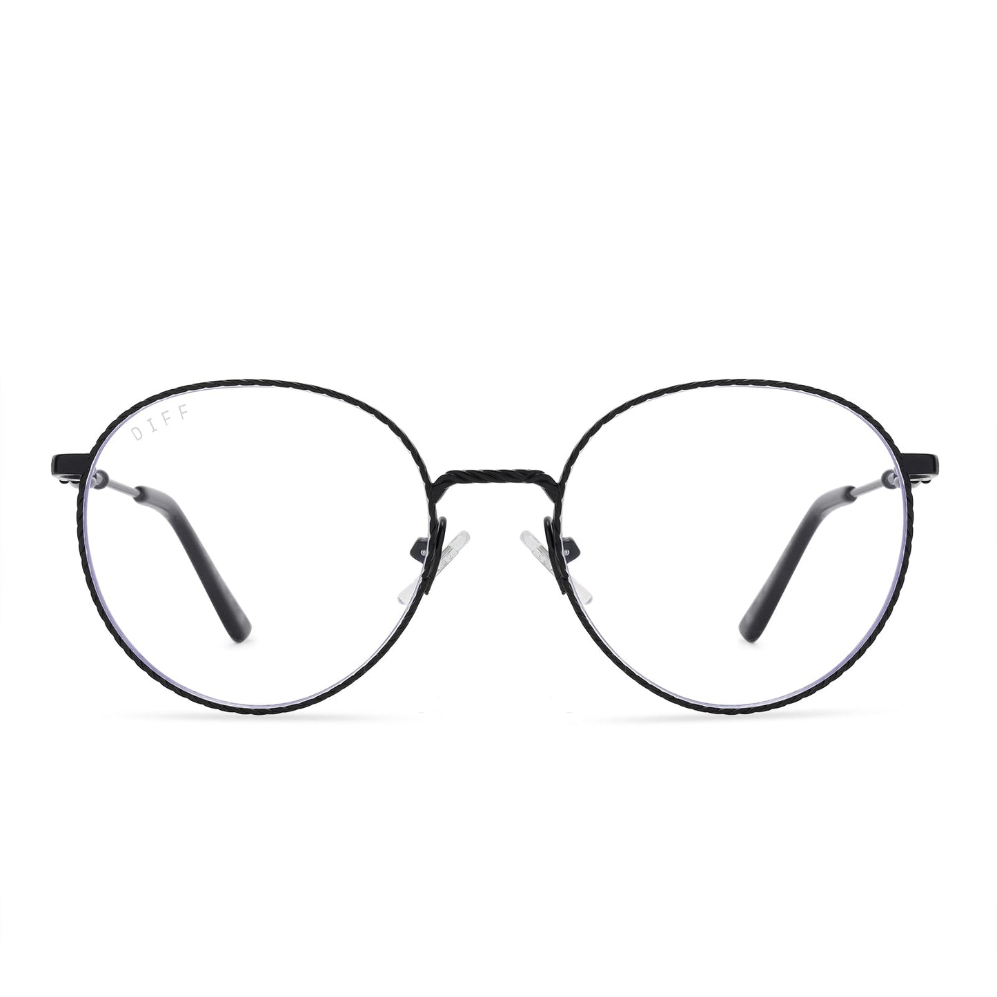 harry potter x diff eyewear ravenclaw round prescription glasses with a scholarly matte black metal frame front view