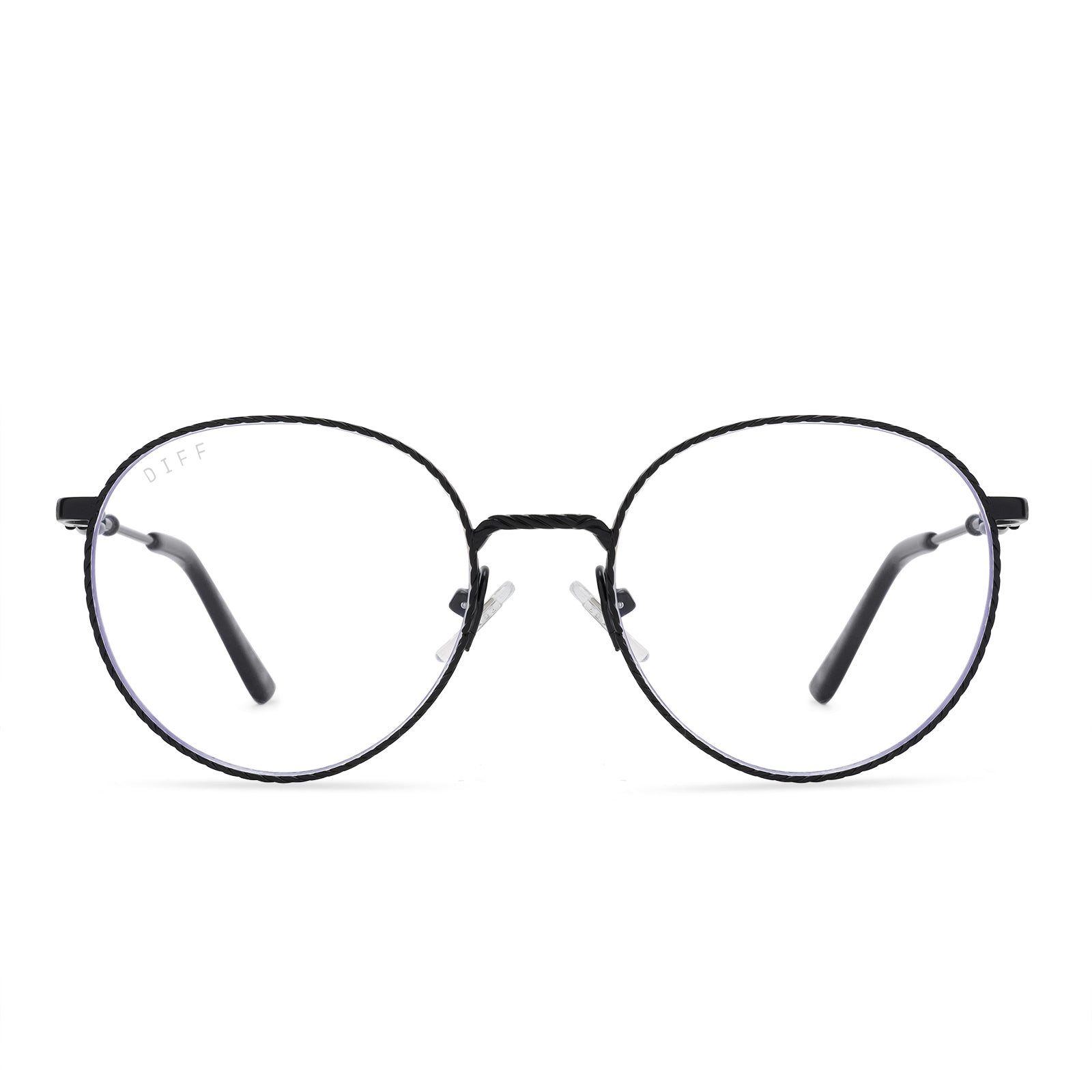 harry potter x diff eyewear ravenclaw round prescription glasses with a scholarly matte black metal frame front view