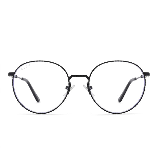 harry potter x diff eyewear ravenclaw round prescription glasses with a scholarly matte black metal frame front view