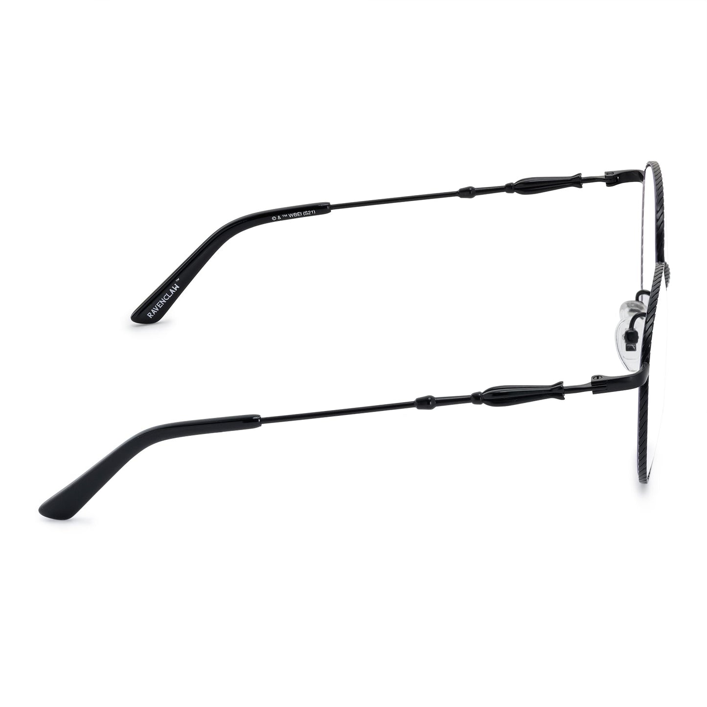 harry potter x diff eyewear ravenclaw round prescription glasses with a scholarly matte black metal frame side view