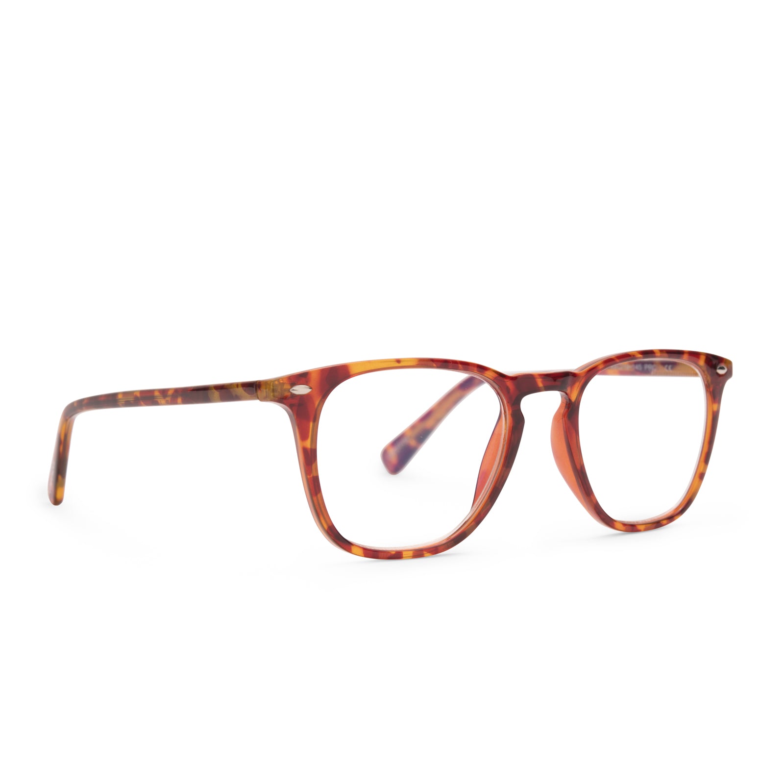 GRIFFIN - AMBER TORTOISE + BLUE LIGHT READERS angle