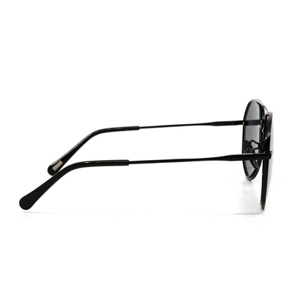 diff eyewear lenox aviator sunglasses with a black metal frame and grey lenses side view