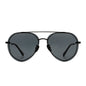 diff eyewear lenox aviator sunglasses with a black metal frame and grey lenses front view