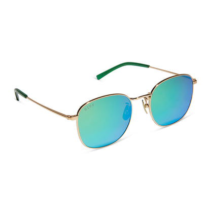 AXEL - GOLD + GREEN MIRROR SUNGLASSES
