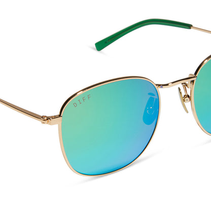 AXEL - GOLD + GREEN MIRROR SUNGLASSES