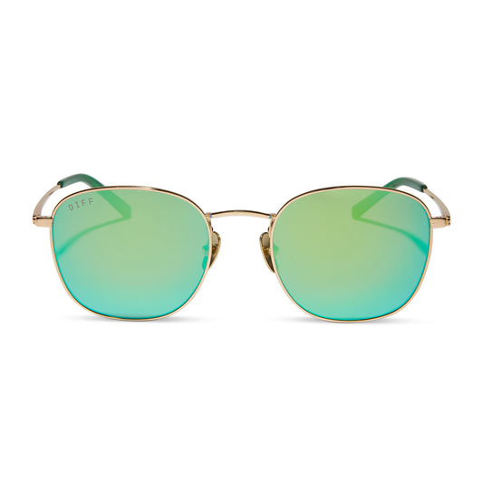 AXEL - GOLD + GREEN MIRROR SUNGLASSES