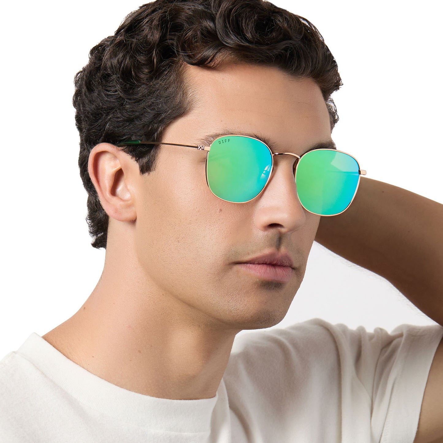 AXEL - GOLD + GREEN MIRROR SUNGLASSES