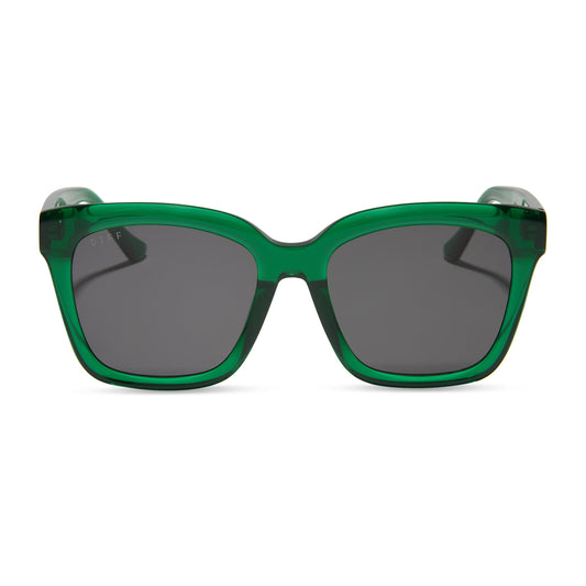 MEREDITH - PALM GREEN CRYSTAL + GREY SUNGLASSES