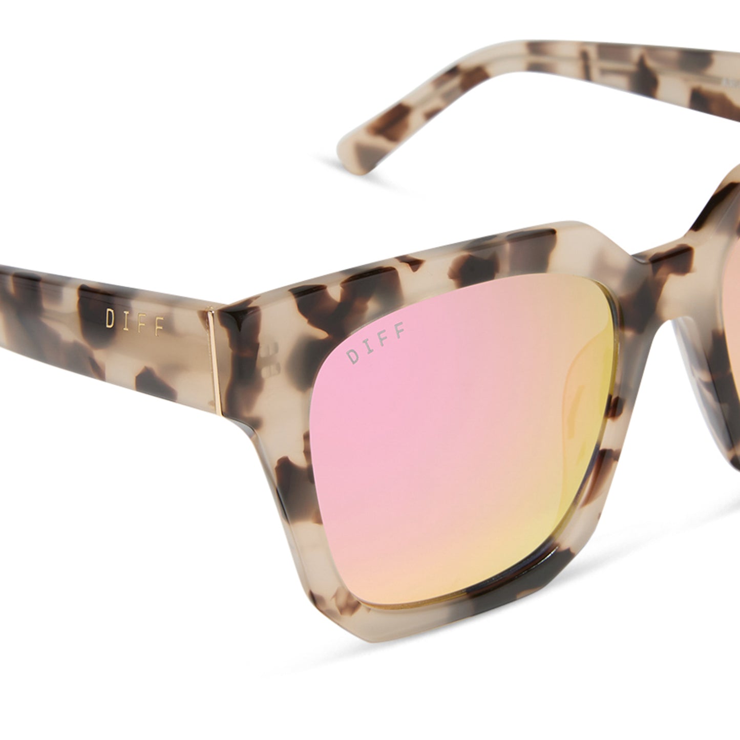 ARIANA - CREAM TORTOISE + PINK MIRROR SUNGLASSES