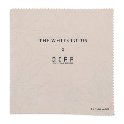 the white lotus x diff eyewear cleaning cloth back view