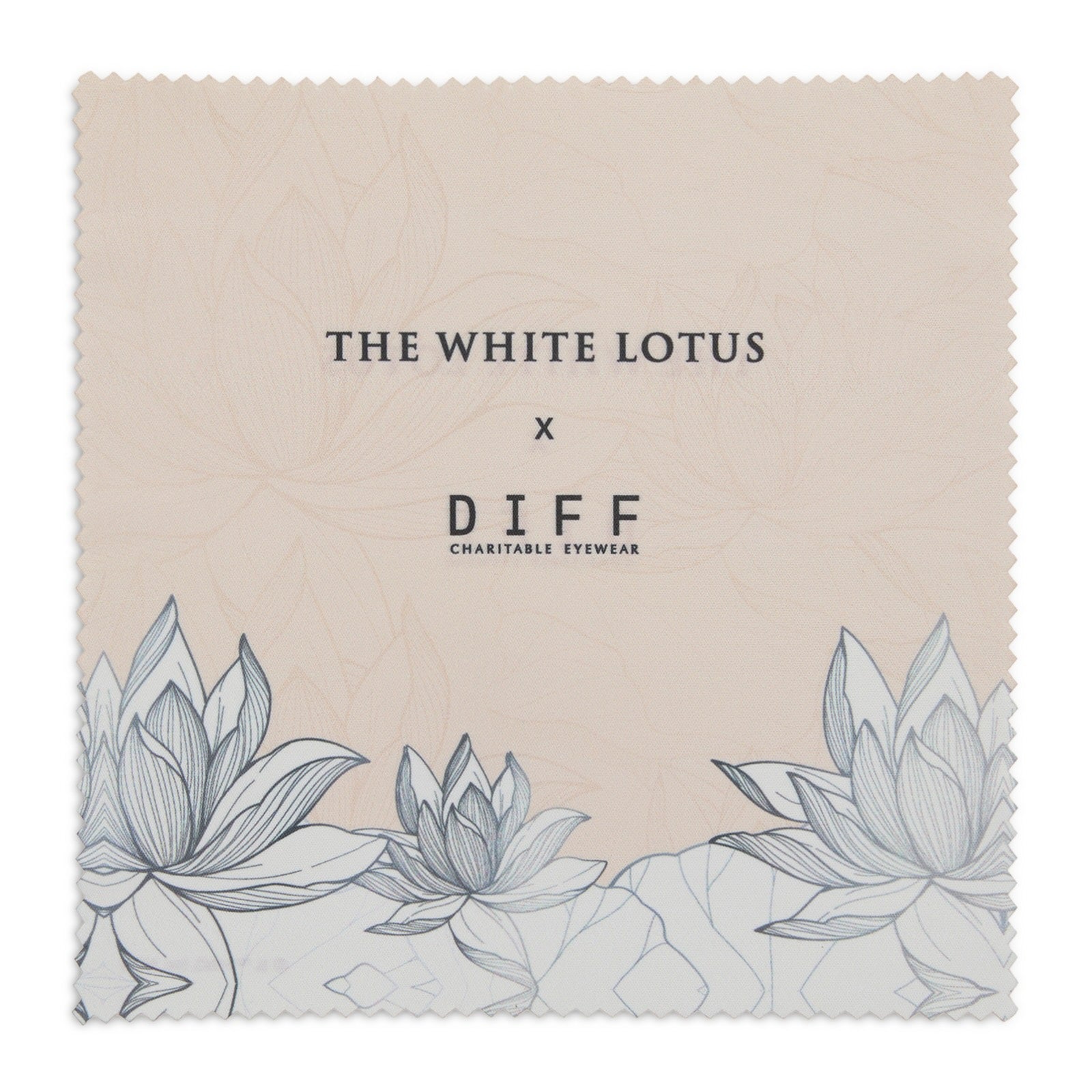 the white lotus x diff eyewear cleaning cloth front view