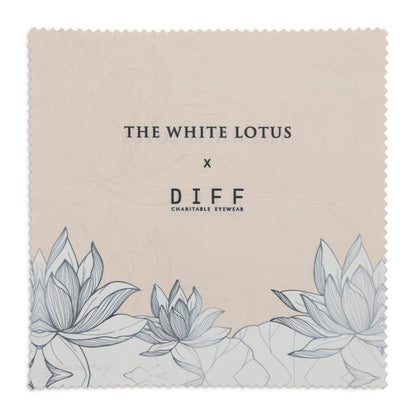 the white lotus x diff eyewear cleaning cloth front view