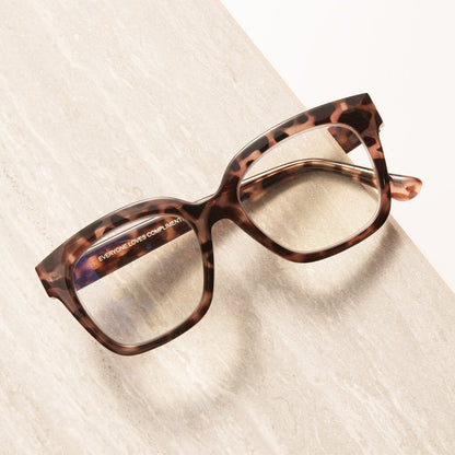 Ava beige tortoise and blue light readers