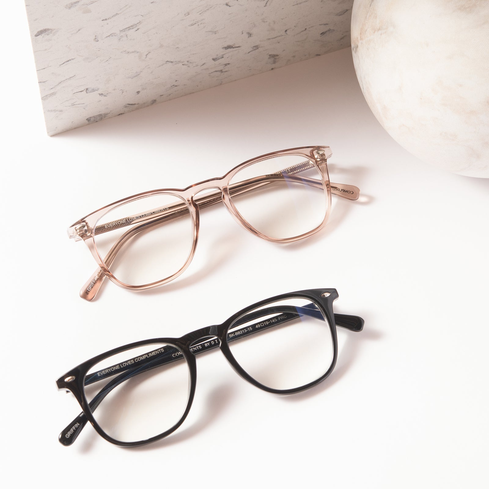 Griffin black and blue light readers and griffin vintage crystal and blue light readers