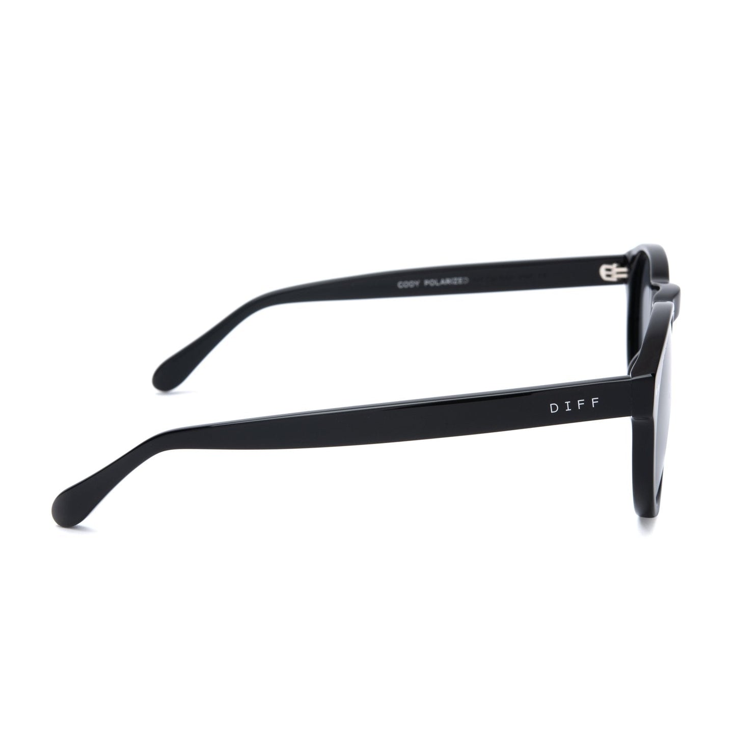 Cody sunglasses with black frames and grey polarized lens side view